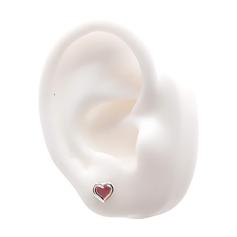 Brinco Coração Esmaltado Prata 925 miniatura 3