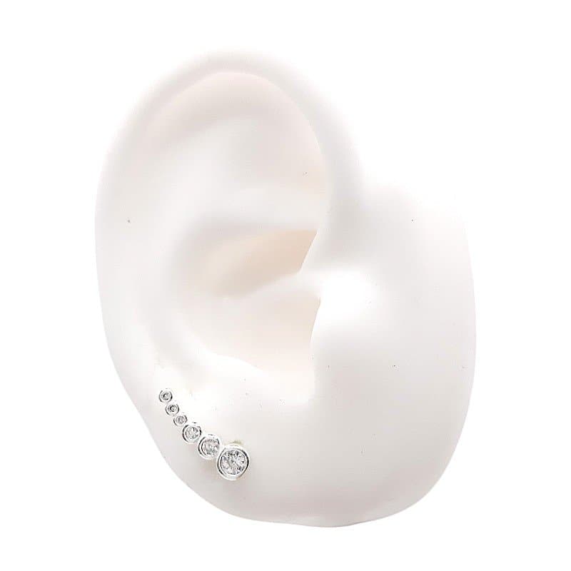 Brinco Ear Cuff 6 Pedrinhas Prata 925 miniatura 3