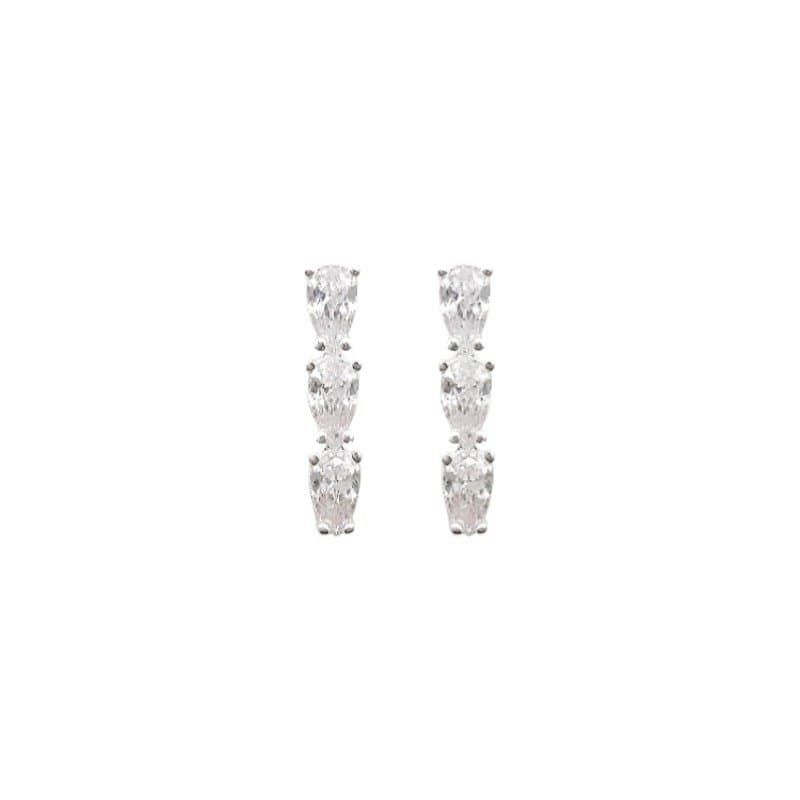 Brinco 3 Gotas De Zirconia Prata 925 miniatura 2