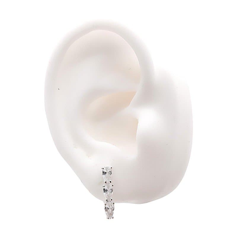 Brinco 3 Gotas De Zirconia Prata 925 miniatura 3