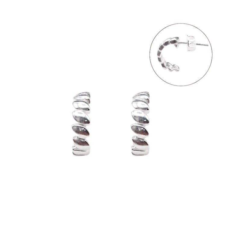 Argola Gominhos Trabalhados Prata 925 miniatura 2