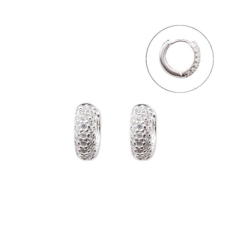 Brinco Argolinha Click 3 Fileiras Cravejadas Prata 925 miniatura 2