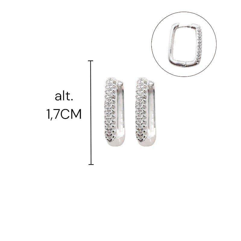 Argola Click Retangular Crav. Prata 925