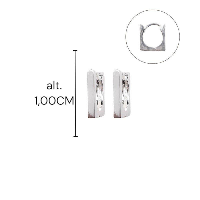 Argolinha Click Quadrada Lisa Nº1 Prata 925