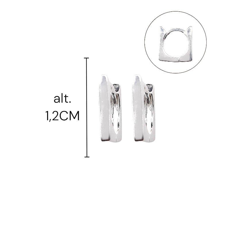 Brinco Argolinha Click Quadrada Liso Nº2 Prata 925