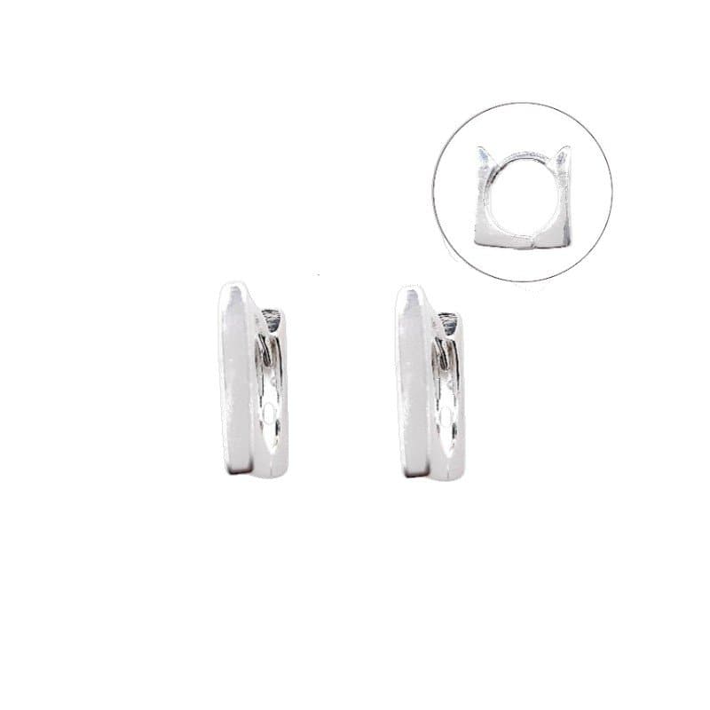 Brinco Argolinha Click Quadrada Liso Nº2 Prata 925 miniatura 2
