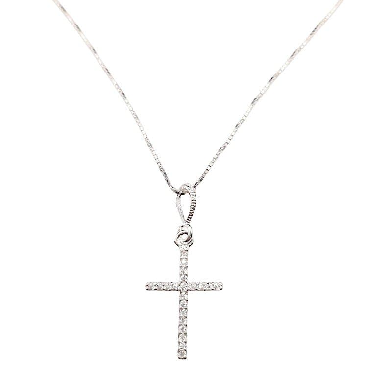 Colar Veneziana Com Cruz 45cm Prata 925 miniatura 3