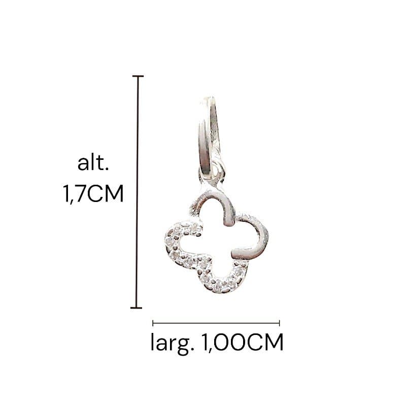 Pingente Trevinho Cravejado Lateral Prata 925