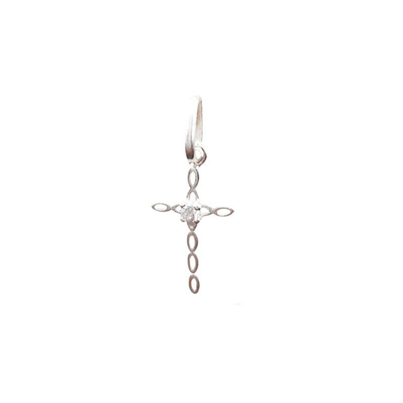 Pingente Cruz Com 1 Zirconia Prata 925 miniatura 2