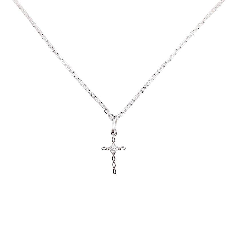 Pingente Cruz Com 1 Zirconia Prata 925 miniatura 3