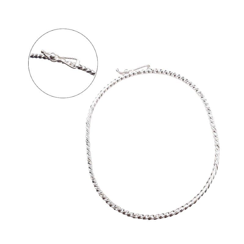Bracelete Oval Torcido Com Fecho 2mm Prata 925 miniatura 2