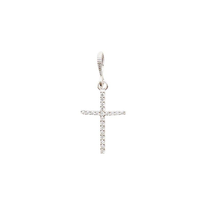 Pingente Cruz Toda Cravejada Prata 925 miniatura 2