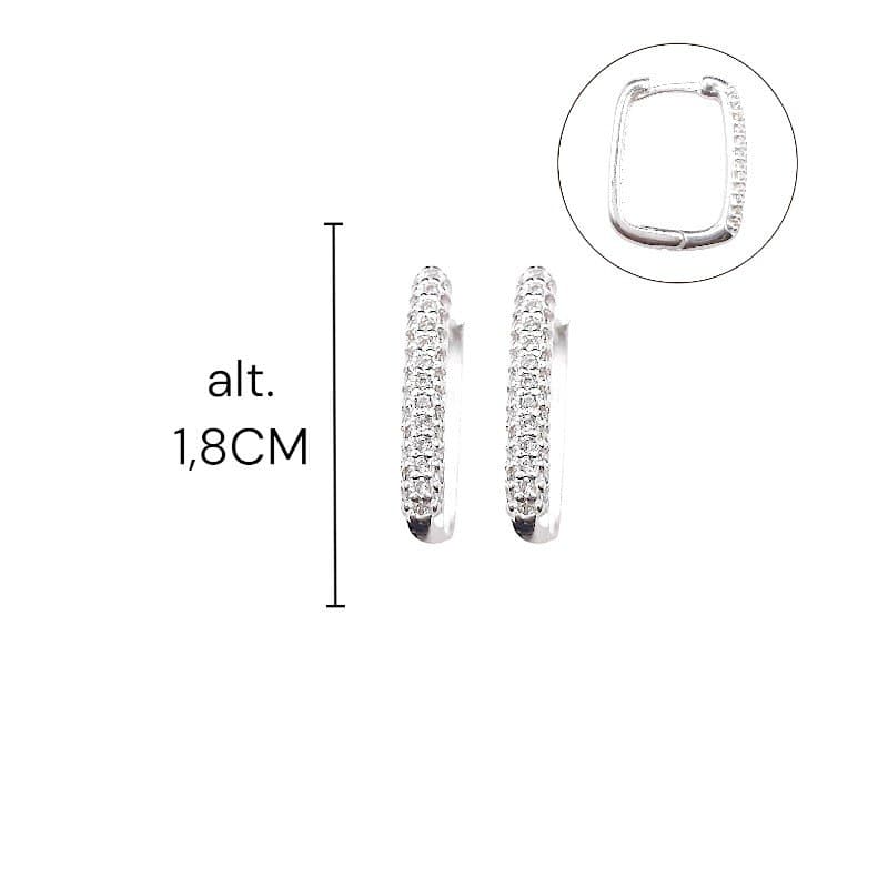 Argola Click Quadrada Cravejada Nº3 Prata 925 miniatura 2
