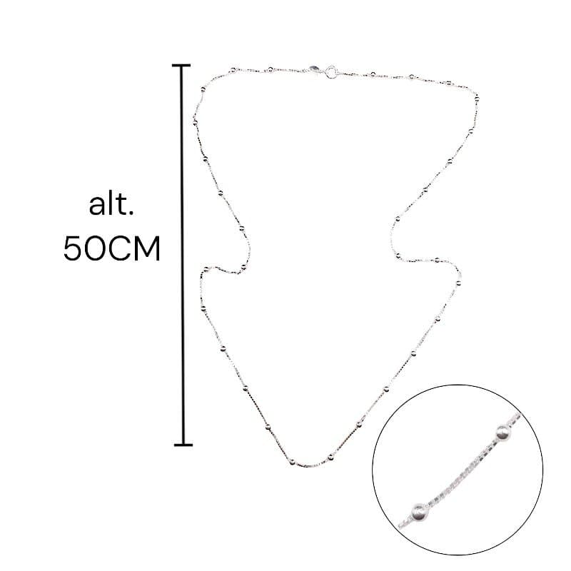 Corr. Veneziana Com Bolinhas 50cm Prata 925