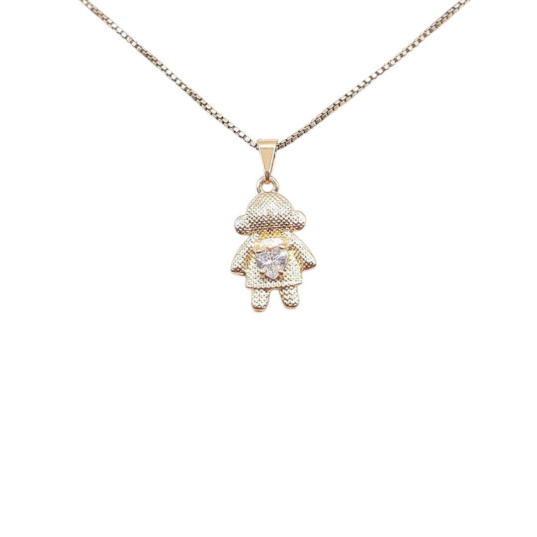 Pingente Menina Fosca Com Coração miniatura 2