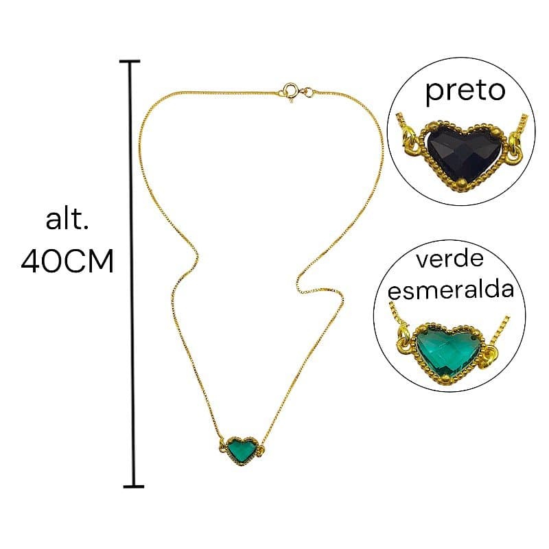 Colar Coração De Cristal