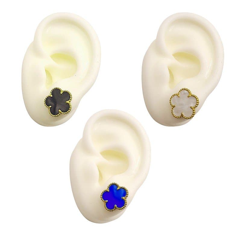 Brinco Flor Com Pedra Acrílica miniatura 2