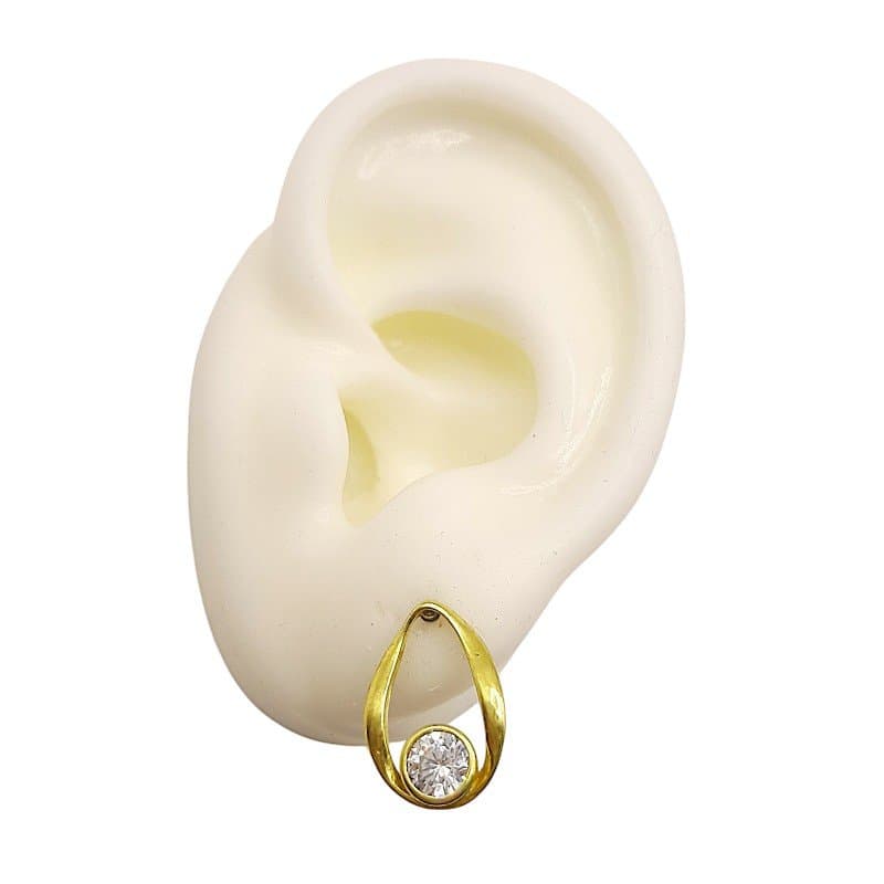 Brinco Gota Orgânica Com Zircônia miniatura 2