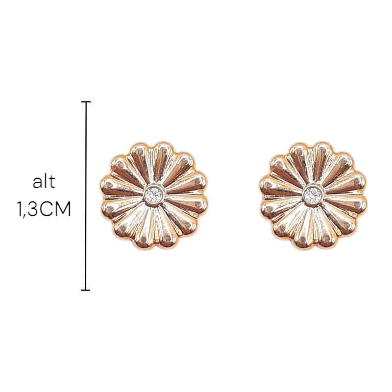Brinco Margarida Com Zirconia No Centro