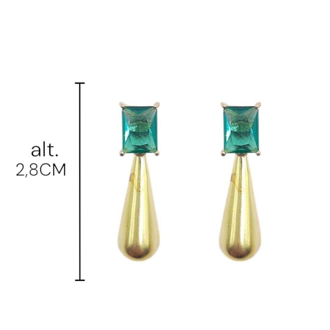 Brinco Base Retangular Com Gota