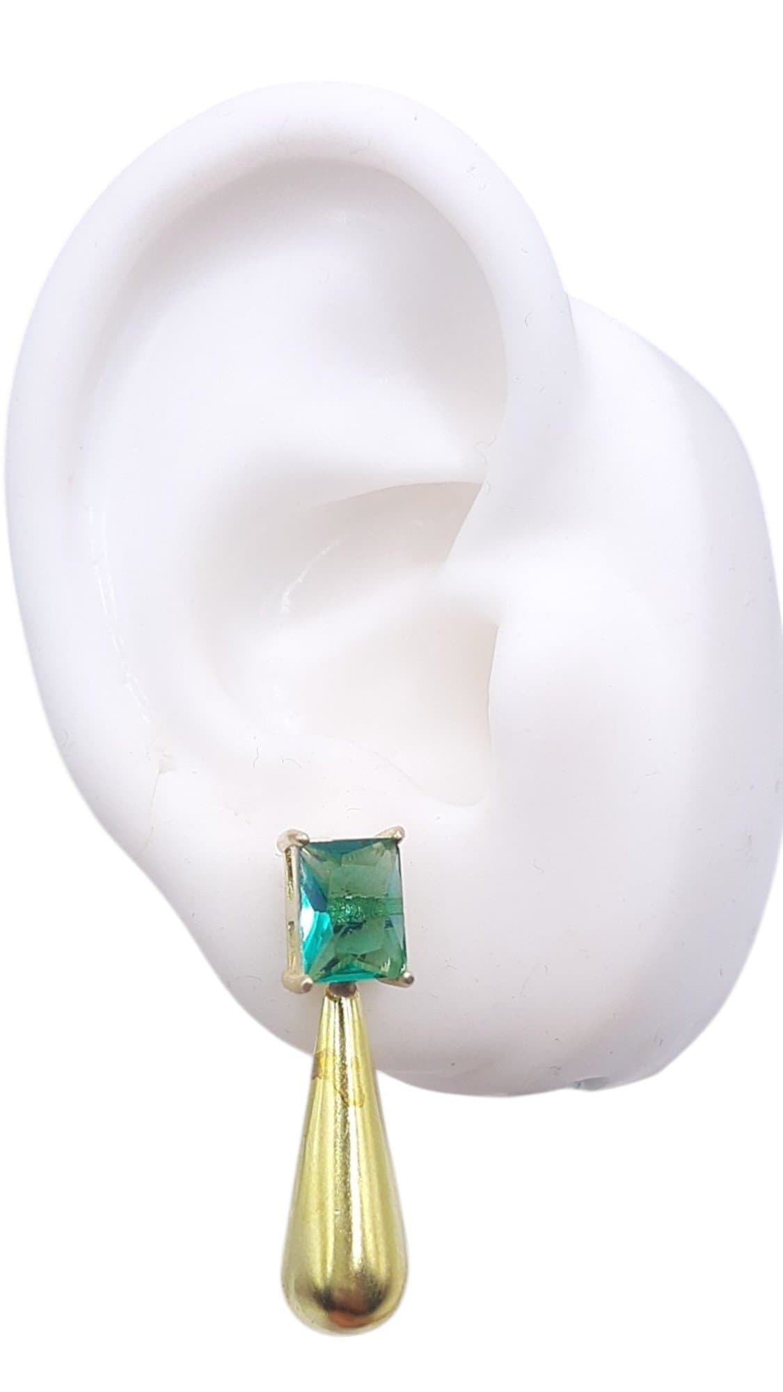 Brinco Base Retangular Com Gota miniatura 2