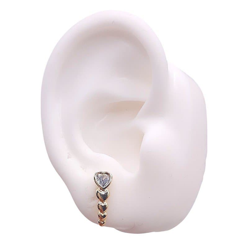 Brinco Ear Hook Corações miniatura 2