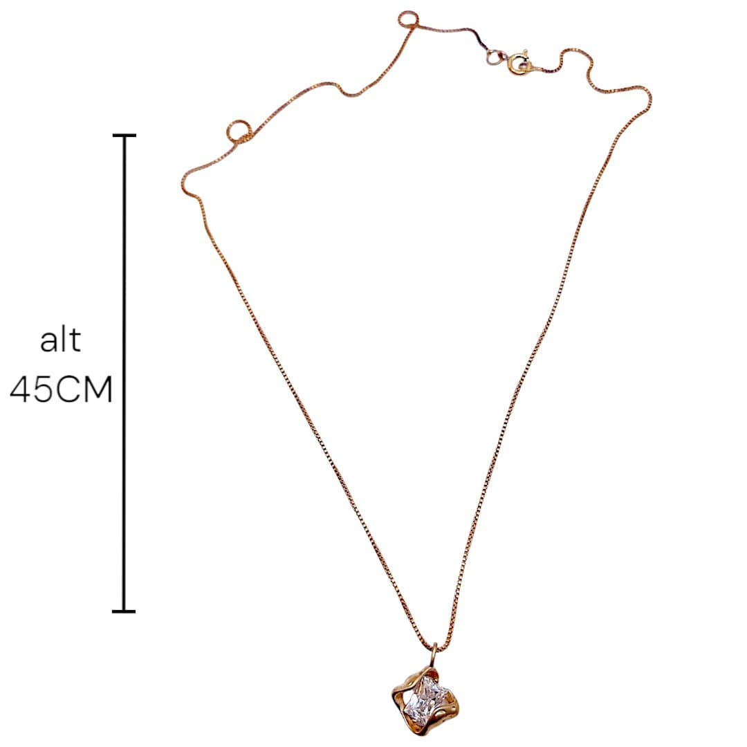 Colar Quadrado Com Pedra Baguete miniatura 3