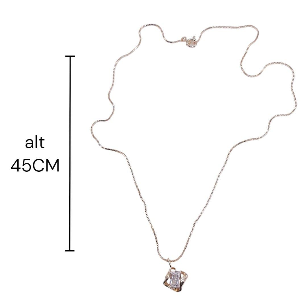 Colar Quadrado Com Pedra Baguete miniatura 3
