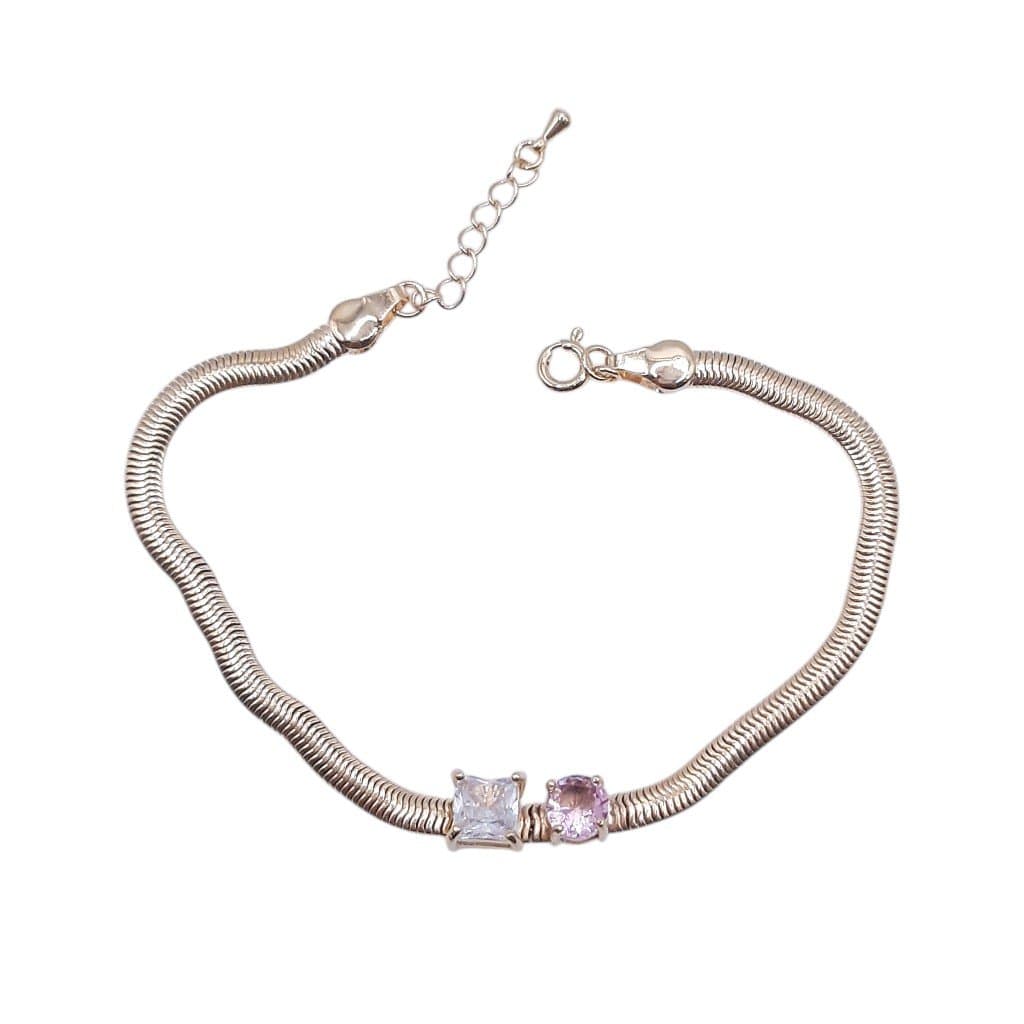 Pulseira Malha Salamandra Com Pedras