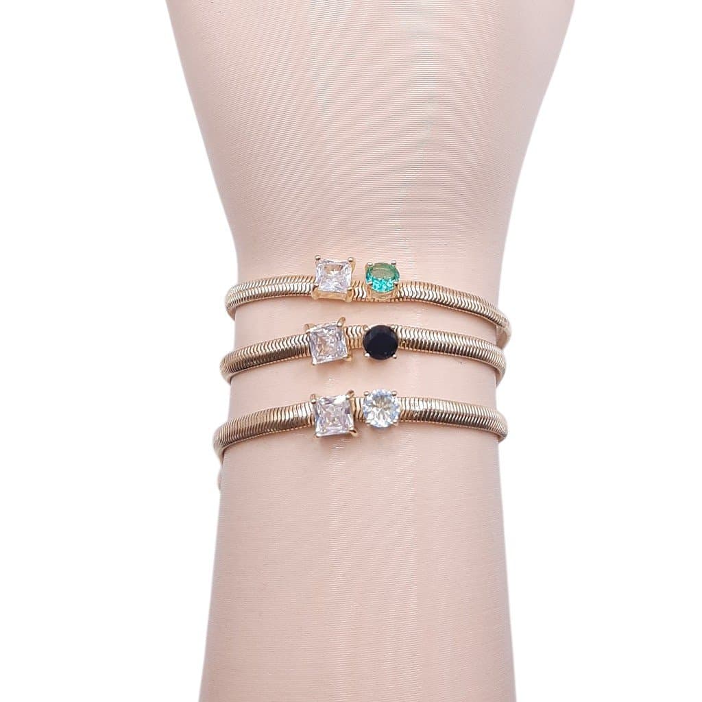 Pulseira Malha Salamandra Com Pedras miniatura 3