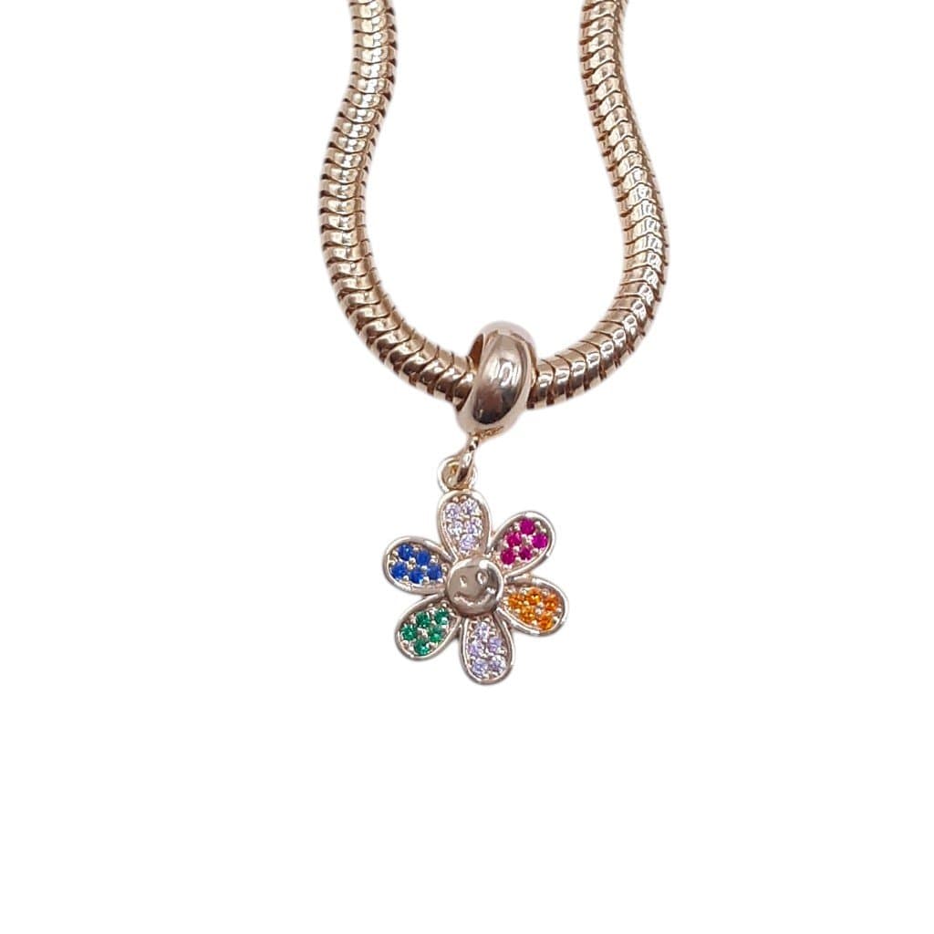 Berloque Flor Com Sorriso Cravejado miniatura 2