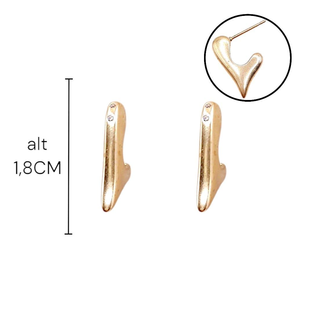 Brinco Argola Coração Com Zirconia