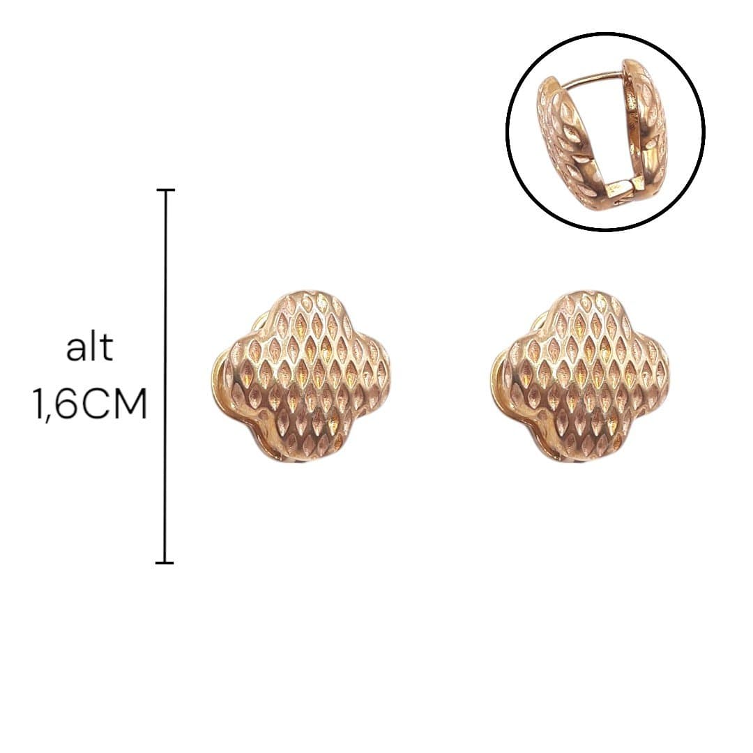 Brinco Click Trevo Trabalhado miniatura 2