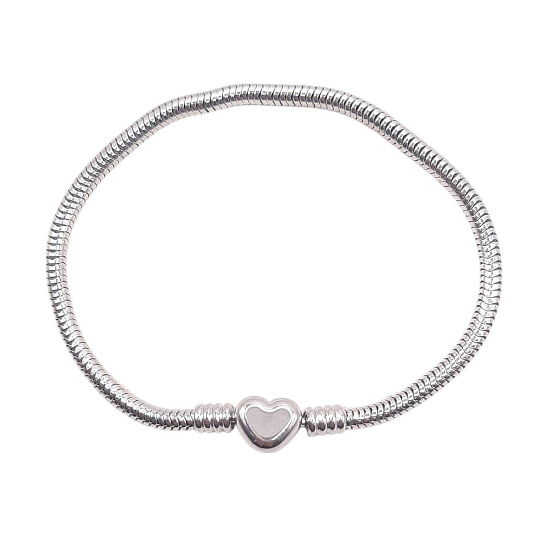 Pulseira Berloque Fecho Coração - Inox