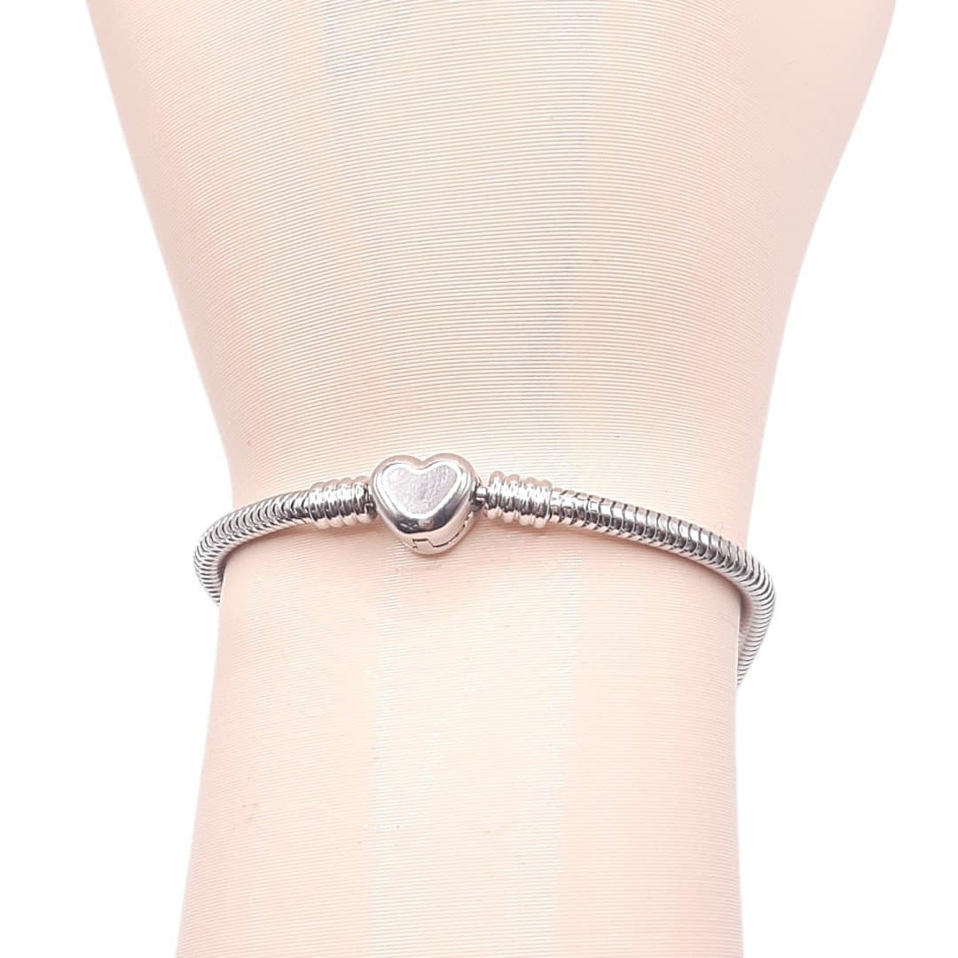 Pulseira Berloque Fecho Coração - Inox miniatura 2