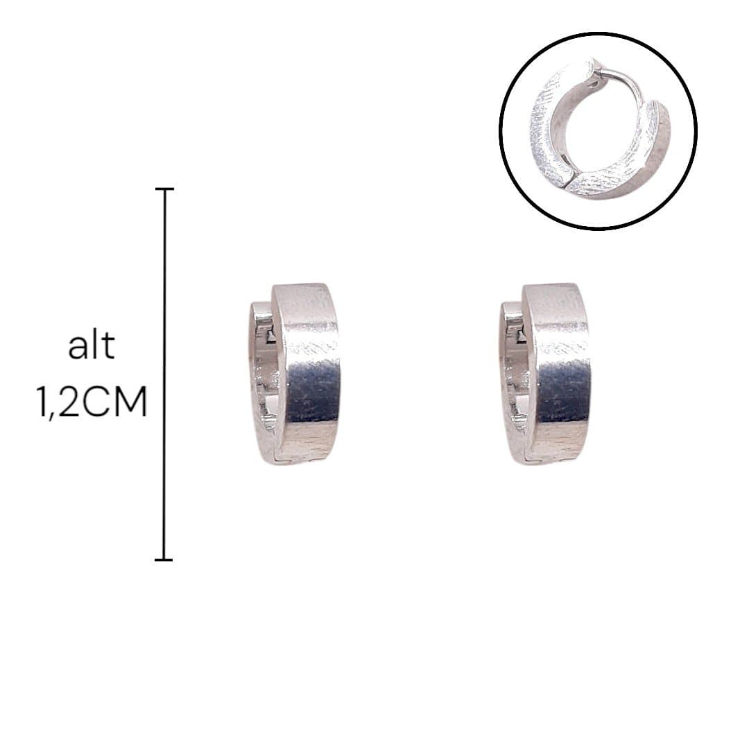 Brinco Argolinha Click Redonda Fio Quadrado Largo - Inox