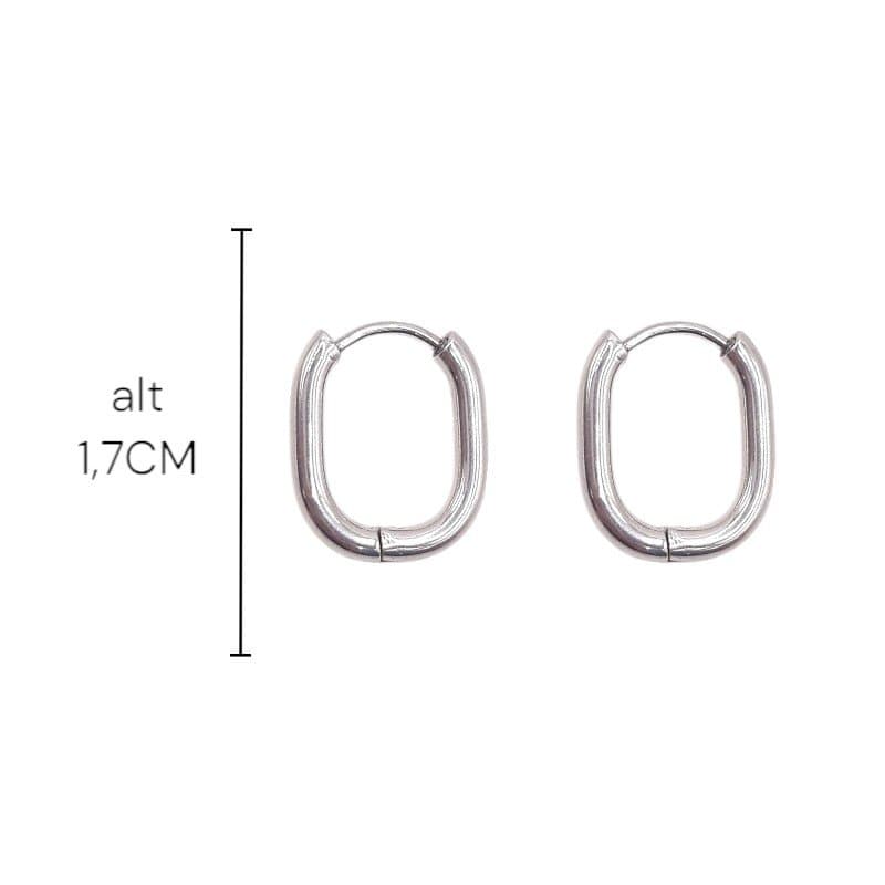 Brinco Argolinha Click Quadrada Nº01 - Inox