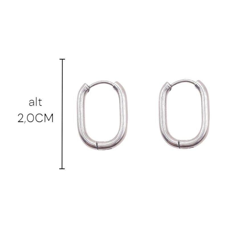 Brinco Argolinha Click Quadrada Nº02 - Inox