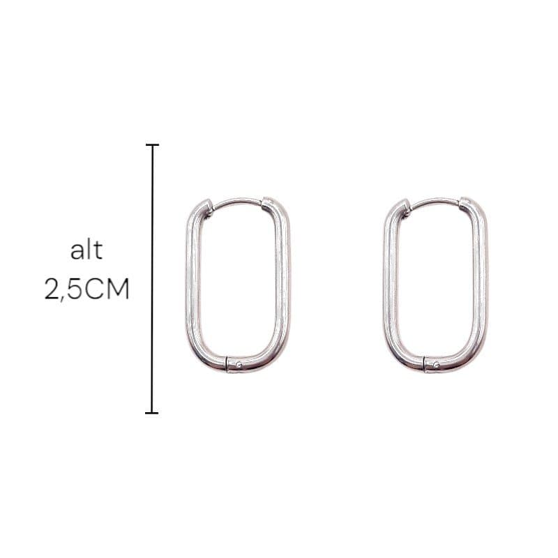 Brinco Argolinha Click Quadrada Nº03 - Inox