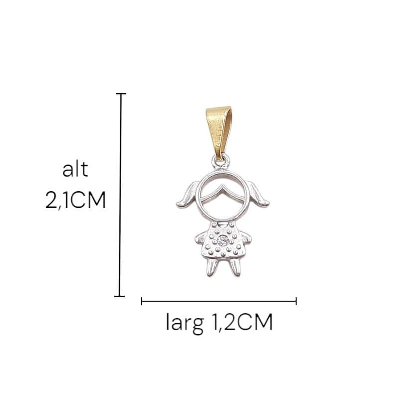 Pingente Menina 1 Zirconia No Vestido