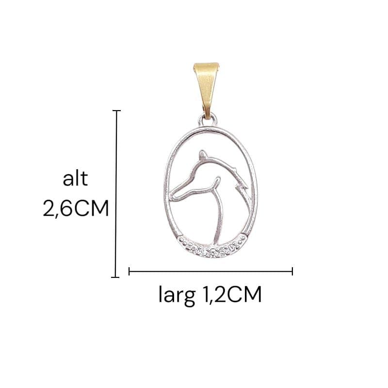 Pingente Oval Borda Cravejada Com Cavalo