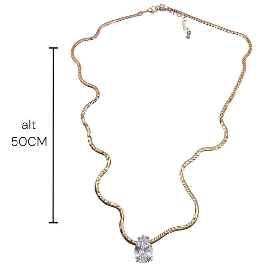 Colar Salamandra Com Gota 10x14mm miniatura 3