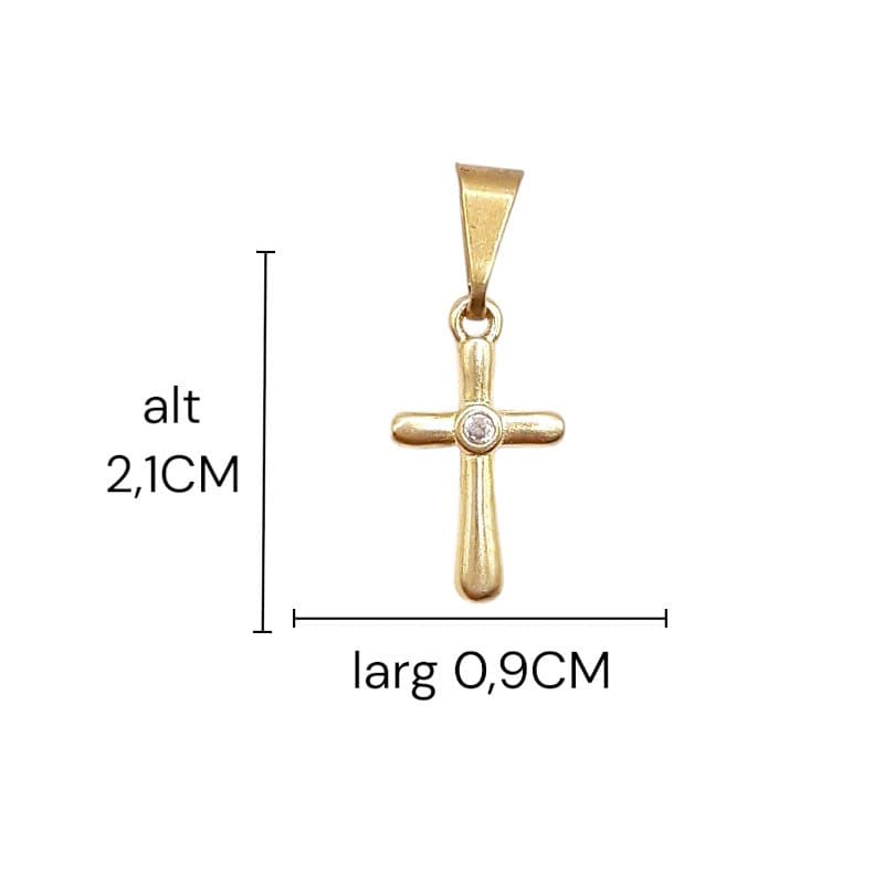 Pingente Cruz Com 1 Zirconia