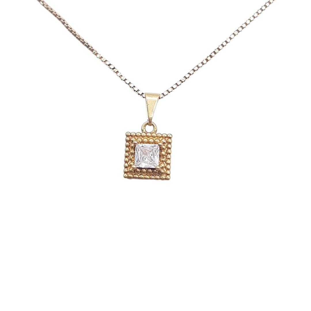 Pingente Quadrado Com  Zirconia No Centro miniatura 2