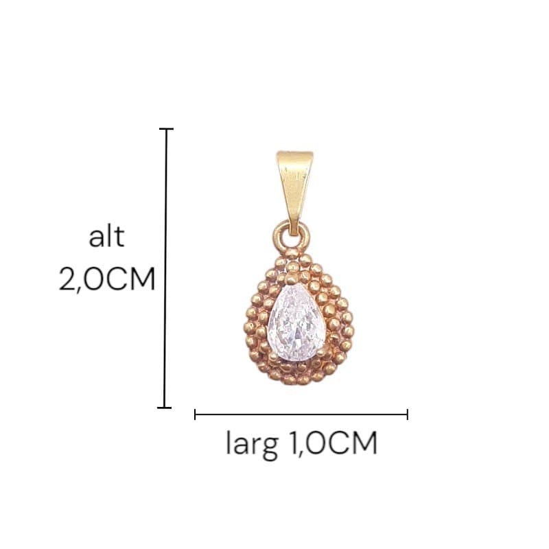 Pingente Gota Com Zirconia No Centro