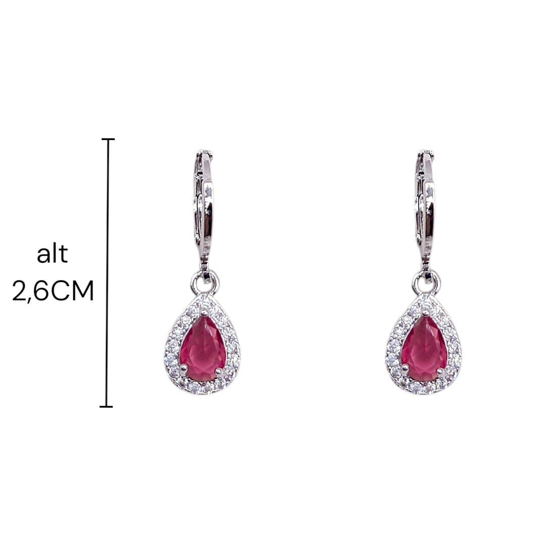 Brinco Click Com Gota Toda Cravejada miniatura 2