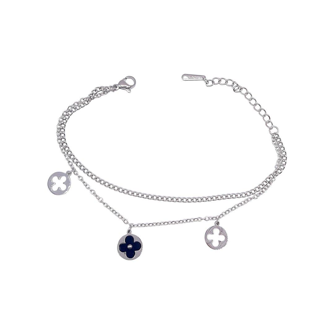 Pulseira Fio Duplo Trevinhos - Inox