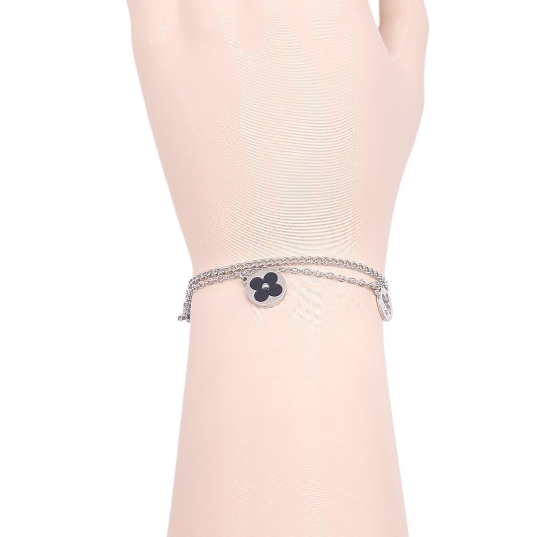 Pulseira Fio Duplo Trevinhos - Inox miniatura 2