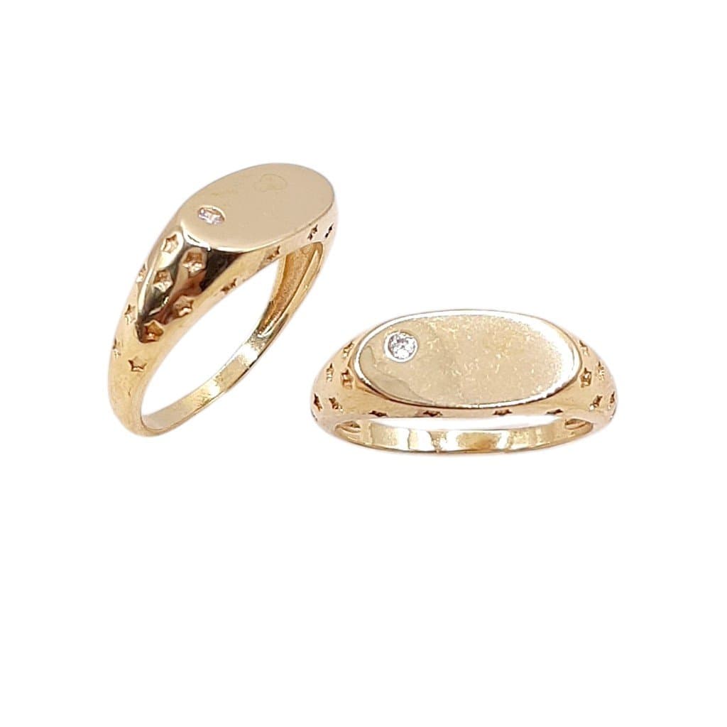 Anel Oval Liso Com 1 Zirconia