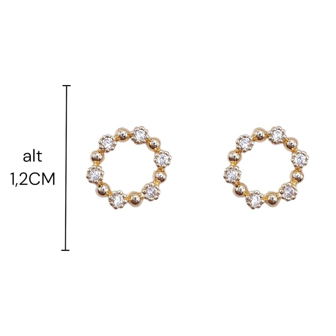 Brinco Aro De Zirconia E Bolinhas miniatura 2